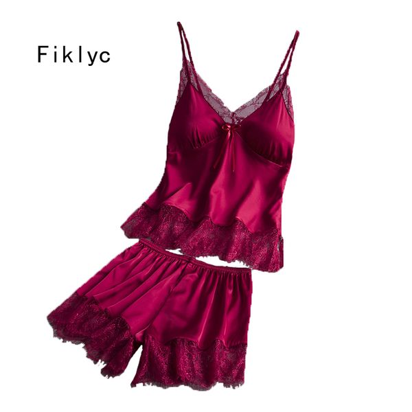 fiklyc pajamas sets women's 2019 summer new arrival sleeveless padded chest lace hollow out satin pyjamas beautiful pijamas, Black;red
fiklyc pajamas sets women's 2019 summer new arrival sleeveless padded chest lace hollow out satin pyjamas beautiful pijamas, Black;red