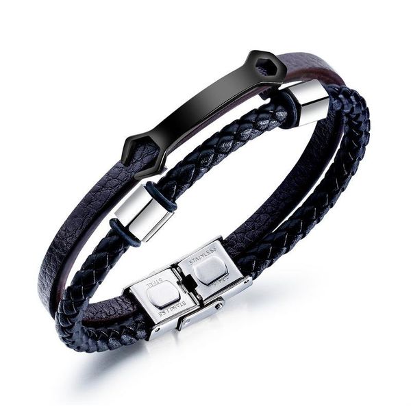md creative stainless steel wrench tool bracelet multi-layer hand-woven leather bracelet, White
md creative stainless steel wrench tool bracelet multi-layer hand-woven leather bracelet, White