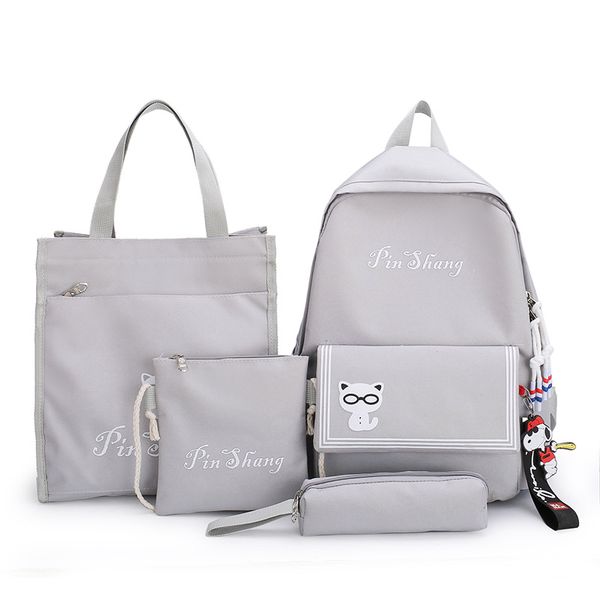 female student backpack multifunctional backpack new simple and versatile large capacity cute girl four piece set
female student backpack multifunctional backpack new simple and versatile large capacity cute girl four piece set
