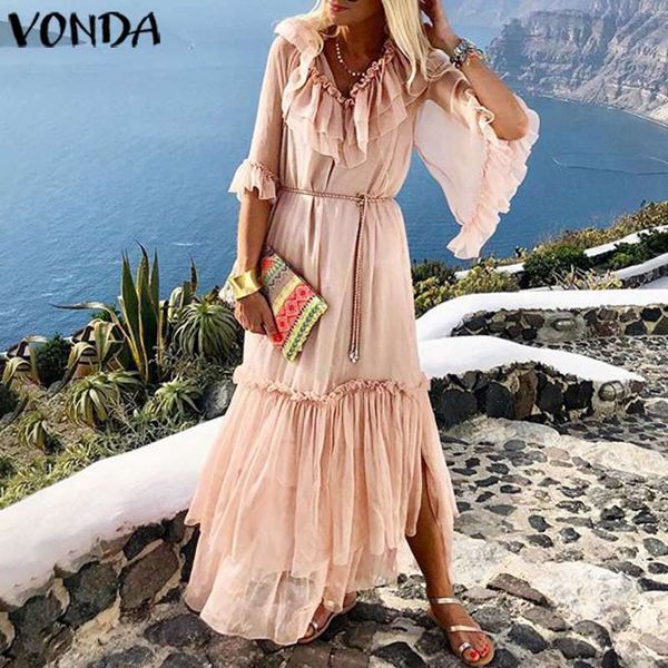 vonda women summer dress vintage sleeve ruffle party maxi long dress 2019 bohemian holiday vestidos plus size sundress, Black;gray
vonda women summer dress vintage sleeve ruffle party maxi long dress 2019 bohemian holiday vestidos plus size sundress, Black;gray