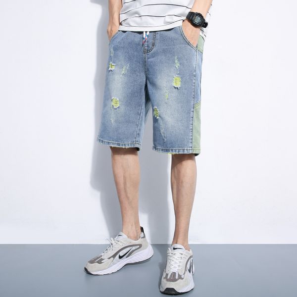 2020 new men's denim shorts summer korean ripped wild fashion casual loose cotton short jeans high street retro men's clothing, Blue
2020 new men's denim shorts summer korean ripped wild fashion casual loose cotton short jeans high street retro men's clothing, Blue