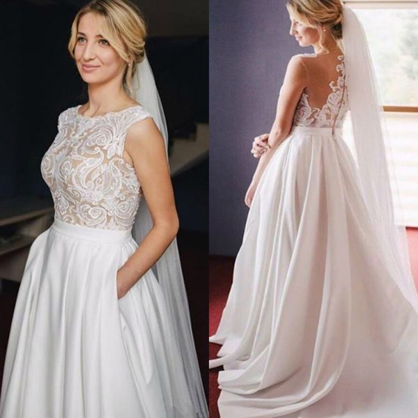 country wedding dresses lace applique jewel neck satin princess plus size bridal gowns wedding dress, White
country wedding dresses lace applique jewel neck satin princess plus size bridal gowns wedding dress, White