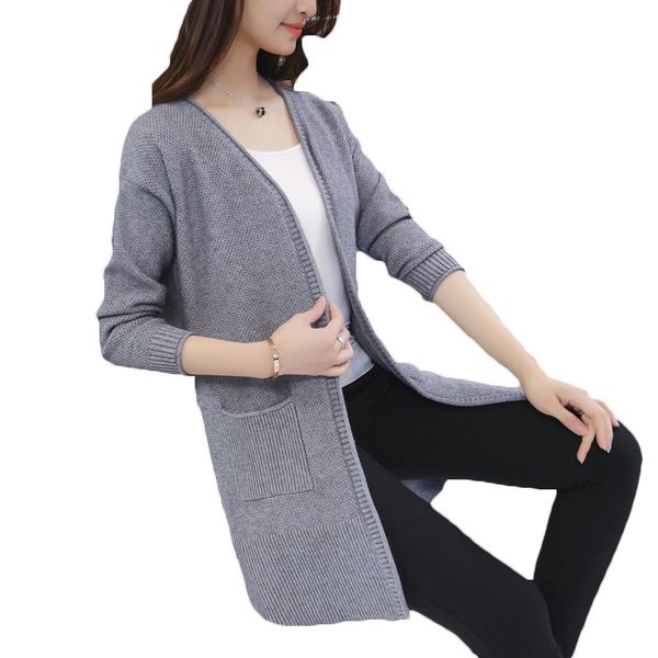 2018 new spring autumn women's slim long knitted cardigan sweater long-sleeved coats outerwear korean women jackets a429, White
2018 new spring autumn women's slim long knitted cardigan sweater long-sleeved coats outerwear korean women jackets a429, White