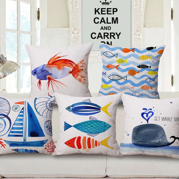 concise cartoon fish and cotton pillow case small fresh the mediterranean cushion set
concise cartoon fish and cotton pillow case small fresh the mediterranean cushion set
