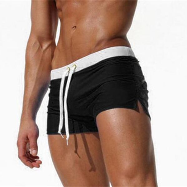 

Men Fashion Swimwear 2020 Designer Swimming Trunks Mens Solid Color Back Pocket Swim Briefs Boxers Mens Breathable Quick-drying Swimwear