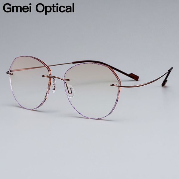 gmei optical stylish ultra-light brown titanium alloy women's rimless glasses frame with gradient browntint plano lenses t80899, Black
gmei optical stylish ultra-light brown titanium alloy women's rimless glasses frame with gradient browntint plano lenses t80899, Black