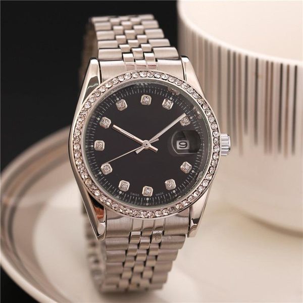 38MM diamond watche relogio masculino mens watches Luxury dress designer fashion Black Dial Calendar gold Bracelet Folding Clasp Master Male