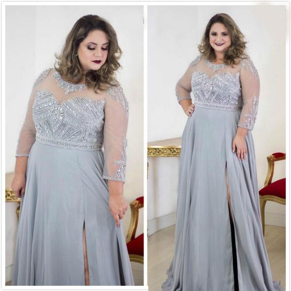 2020 arabic silver beaded crystals mother of bride dresses sheer neck chiffon mother of groom dresses formal party evening gowns, Black
2020 arabic silver beaded crystals mother of bride dresses sheer neck chiffon mother of groom dresses formal party evening gowns, Black