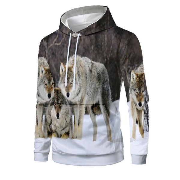 mens designer snowfield wolf 3d digital printing pullover hooded casual sweater, Black
mens designer snowfield wolf 3d digital printing pullover hooded casual sweater, Black
