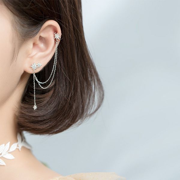 925 sterling silver earrings cubic zirconia astral star stud earrings for women studs chain tassel ear cuff clip fashion jewelry, Golden;silver
925 sterling silver earrings cubic zirconia astral star stud earrings for women studs chain tassel ear cuff clip fashion jewelry, Golden;silver