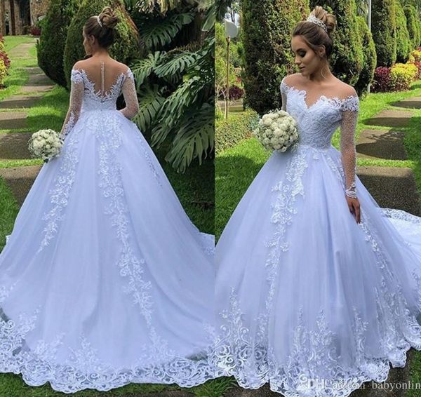 modest 2020 long sleeve wedding dresses western garden a line sheer off shoulder appliqued ruched long bride wedding gowns, White
modest 2020 long sleeve wedding dresses western garden a line sheer off shoulder appliqued ruched long bride wedding gowns, White