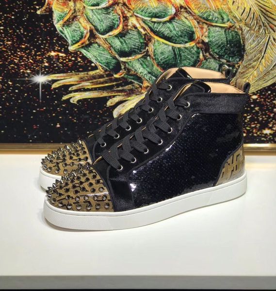 высокое качество блеск high top красной подошвой кроссовки обувь женщины мужчины роскошная flat повседневный red sole осень зима удобная кож, Black
высокое качество блеск high top красной подошвой кроссовки обувь женщины мужчины роскошная flat повседневный red sole осень зима удобная кож, Black