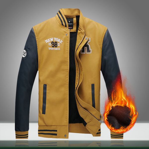 men bomber jacket fleece 2019 new casual letter pu baseball jackets male autumn winter warm thick fit outerwear coat, Black;brown
men bomber jacket fleece 2019 new casual letter pu baseball jackets male autumn winter warm thick fit outerwear coat, Black;brown