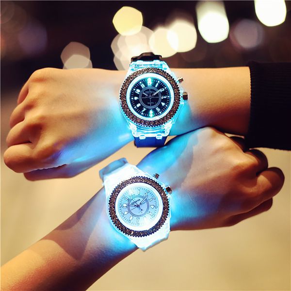 flash luminous watch led light personality trends students lovers jellies woman men's watches light wristwatch geneva led xb40, Slivery;brown
flash luminous watch led light personality trends students lovers jellies woman men's watches light wristwatch geneva led xb40, Slivery;brown