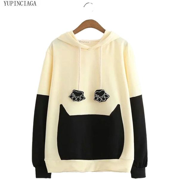 women sweet small fresh cute cat handprint embroidered patchwork hoodies sweatshirts femme harajuku hoodie pullover, Black
women sweet small fresh cute cat handprint embroidered patchwork hoodies sweatshirts femme harajuku hoodie pullover, Black