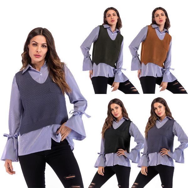 2019 women's v-neck split sleeveless knit vest loose pullover small short vest knitted autumn outwear casual, Black;white
2019 women's v-neck split sleeveless knit vest loose pullover small short vest knitted autumn outwear casual, Black;white