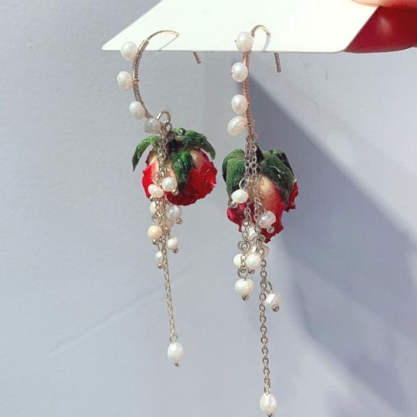 1pair natural dried flower earrings imitation pearl red rose petal drop earring party real dry flower jewelry gift for women, Silver
1pair natural dried flower earrings imitation pearl red rose petal drop earring party real dry flower jewelry gift for women, Silver
