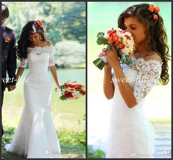 fashion white ivory full lace beach lace wedding dresses mermaid bateau half sleeve sweep train country bridal gowns for bridal plus size
fashion white ivory full lace beach lace wedding dresses mermaid bateau half sleeve sweep train country bridal gowns for bridal plus size