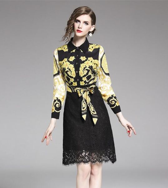 gold flora printed lace stitching women dress a-line street style dresses fake two pieces knee-length long sleeve, Black;pink
gold flora printed lace stitching women dress a-line street style dresses fake two pieces knee-length long sleeve, Black;pink