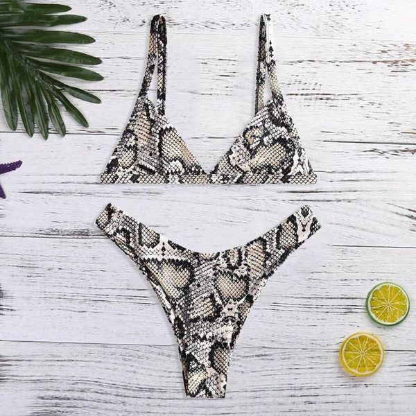 bikinis set women bikini swimming suit snake skin high cut v neck two pieces halter swimwear femme swimsuit beachwear#35 
bikinis set women bikini swimming suit snake skin high cut v neck two pieces halter swimwear femme swimsuit beachwear#35