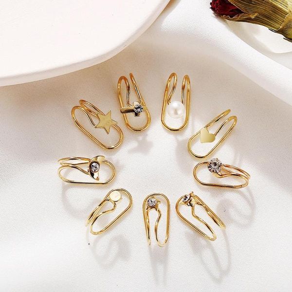 9pc/set punk simple u-shaped crystal ear cuff wrap earrings star moon pearl earrings cross c shape ear clip for women jewelry, Silver
9pc/set punk simple u-shaped crystal ear cuff wrap earrings star moon pearl earrings cross c shape ear clip for women jewelry, Silver