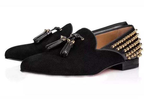 Brand Red Bottom Loafers Luxury Party Wedding Shoes Designer BLACK PATENT LEATHER Suede with tassels Spikes Studded dress shoes mens SHOE C1
Brand Red Bottom Loafers Luxury Party Wedding Shoes Designer BLACK PATENT LEATHER Suede with tassels Spikes Studded dress shoes mens SHOE C1