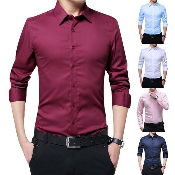men long sleeve autumn new fashion shirts slim fit solid color business formal shirt dress up professional shirts for c55, White;black
men long sleeve autumn new fashion shirts slim fit solid color business formal shirt dress up professional shirts for c55, White;black