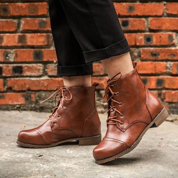 women ankle boots chaussure booties gladiator low heels vintage pu leather lace up matin shoes woman zapatos mujer sapato h686, Black
women ankle boots chaussure booties gladiator low heels vintage pu leather lace up matin shoes woman zapatos mujer sapato h686, Black
