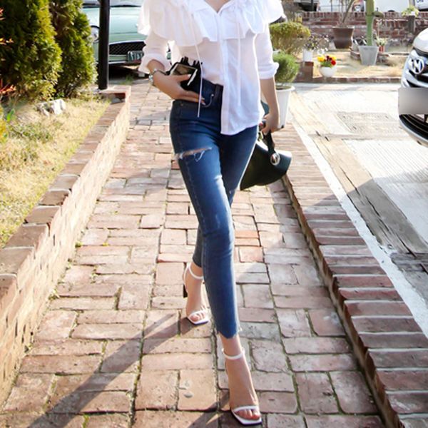office lady womens jeans denim skinny high waist pencil pants ripped blue ankle- length trousers
office lady womens jeans denim skinny high waist pencil pants ripped blue ankle- length trousers