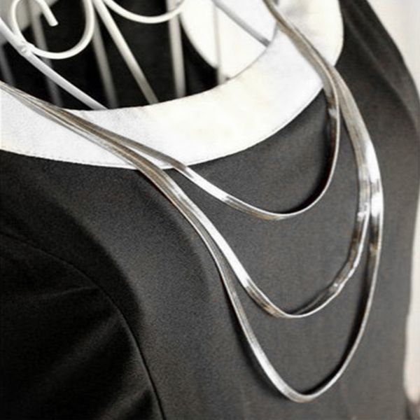 button accessories metal snake bone luxury decoration long necklace jewelry sweater chain three layer metal zinc alloy 68cm, Silver
button accessories metal snake bone luxury decoration long necklace jewelry sweater chain three layer metal zinc alloy 68cm, Silver