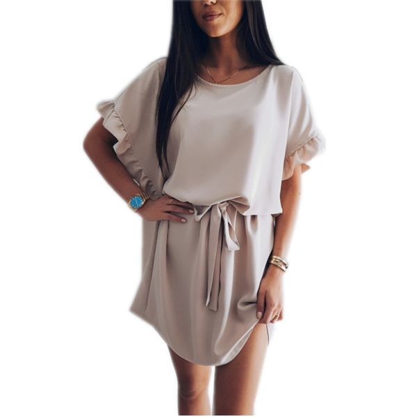 Summer New Fashion Loose Dress Casual Bat Sleeve Ruffled Solid Ladies Dresses O -Neck Belt Elegant Party Female Vestidos
Summer New Fashion Loose Dress Casual Bat Sleeve Ruffled Solid Ladies Dresses O -Neck Belt Elegant Party Female Vestidos