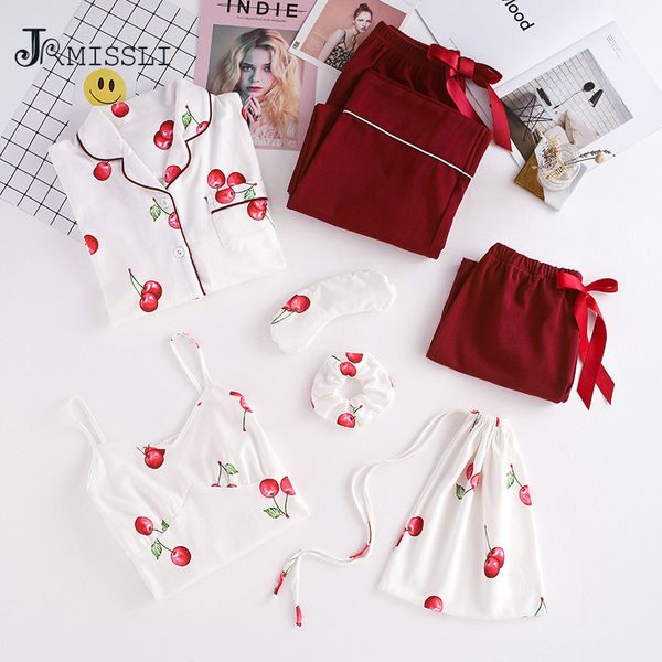 jrmissli 2019 cute 7 pieces women pajamas sets 100% cotton home wear suit pyjamas femme +shorts+shirt+pants casual sleepwear, Blue;gray
jrmissli 2019 cute 7 pieces women pajamas sets 100% cotton home wear suit pyjamas femme +shorts+shirt+pants casual sleepwear, Blue;gray