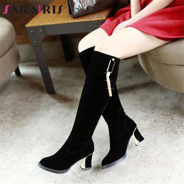 sarairis plus size 34-48 new fashion decoration ladies high heels boots women 2020 elegant party knee high boots shoes woman, Black
sarairis plus size 34-48 new fashion decoration ladies high heels boots women 2020 elegant party knee high boots shoes woman, Black