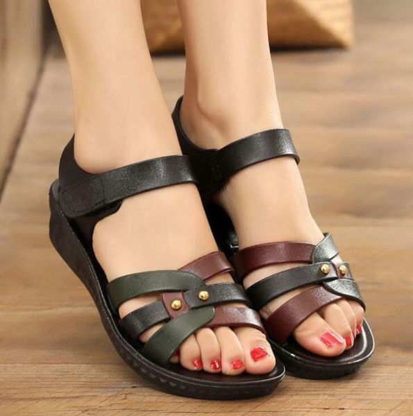 women's flats sandals leather classic hook loop shoes woman non slip soft sole comfortable ladies sandals summer mother footwear, Black
women's flats sandals leather classic hook loop shoes woman non slip soft sole comfortable ladies sandals summer mother footwear, Black