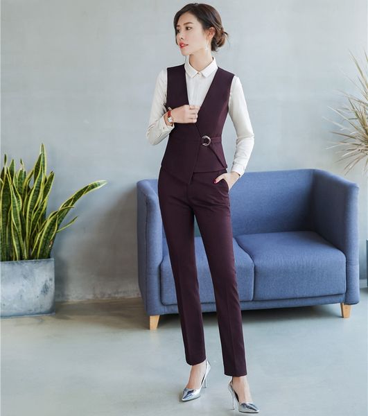 formal ladies purple vest & waistcoat women business suits with pant and sets office uniform styles, Black;white
formal ladies purple vest & waistcoat women business suits with pant and sets office uniform styles, Black;white