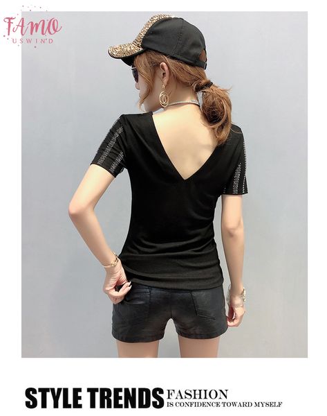 корейский 2019 лето новые бриллианты tshirt женщины с коротким рукавом backless женщины лучшие camiseta mujer tshirt женщина управление леди, White
корейский 2019 лето новые бриллианты tshirt женщины с коротким рукавом backless женщины лучшие camiseta mujer tshirt женщина управление леди, White