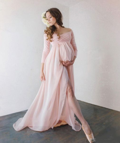 attractive chiffon maternity dresses for p shoot with long sleeves split front pregnant gown off the shoulder custom made maxi dress, Black
attractive chiffon maternity dresses for p shoot with long sleeves split front pregnant gown off the shoulder custom made maxi dress, Black