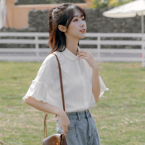 t-shirts womens summer white solid ruffles single breasted flare sleeve turn-down collar chic female girls loose new arrival
t-shirts womens summer white solid ruffles single breasted flare sleeve turn-down collar chic female girls loose new arrival