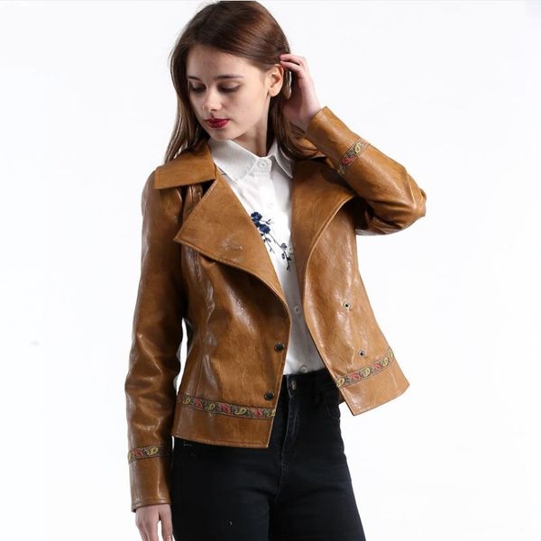 spring fashion brand retro embroidery leather jacket female short style single breasted great quality pu leater jackets wq1038, Black
spring fashion brand retro embroidery leather jacket female short style single breasted great quality pu leater jackets wq1038, Black