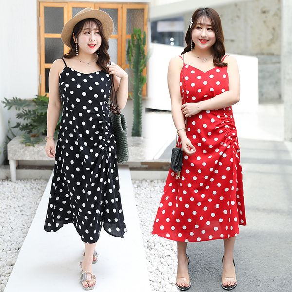 plus size summer clothing women 2019 white polka dot dresses spaghetti strap long dress, Black;gray
plus size summer clothing women 2019 white polka dot dresses spaghetti strap long dress, Black;gray