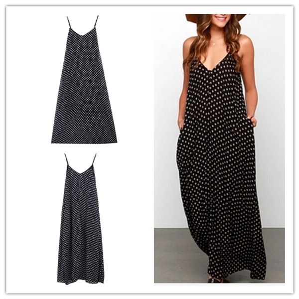 women lady dresses clothing sleeveless dot brief summer boho long maxi party loose beach chiffon dress new, Black;gray
women lady dresses clothing sleeveless dot brief summer boho long maxi party loose beach chiffon dress new, Black;gray