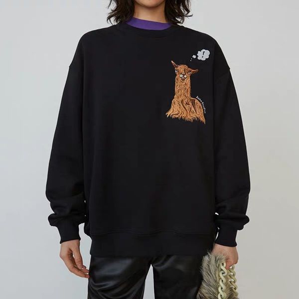 women's sweatshirt cotton loose men's sweatshirt orangutan alpaca embroidered sweater youth student round collar sweater qq2, Black
women's sweatshirt cotton loose men's sweatshirt orangutan alpaca embroidered sweater youth student round collar sweater qq2, Black