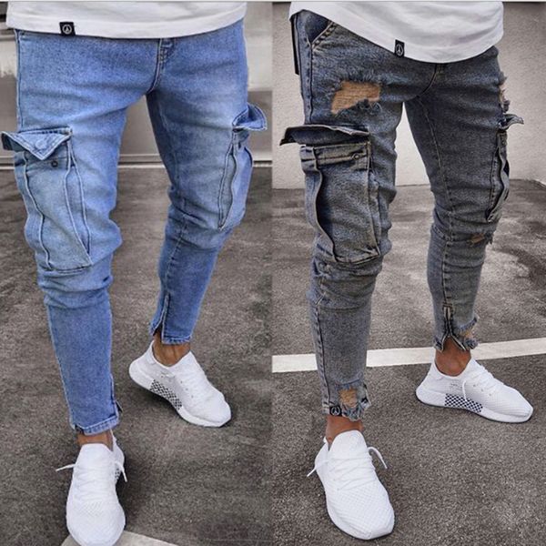 men denim pants ripped hole jeans fashion hip hop skinny pencil jeans for men stretch patchwork pocket cargo pants, Blue
men denim pants ripped hole jeans fashion hip hop skinny pencil jeans for men stretch patchwork pocket cargo pants, Blue
