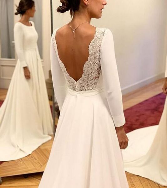 elegant muslim women a-line satin lace wedding dresses floor length custom backless bridal gowns long sleeve brautkleid formal dresses, White
elegant muslim women a-line satin lace wedding dresses floor length custom backless bridal gowns long sleeve brautkleid formal dresses, White