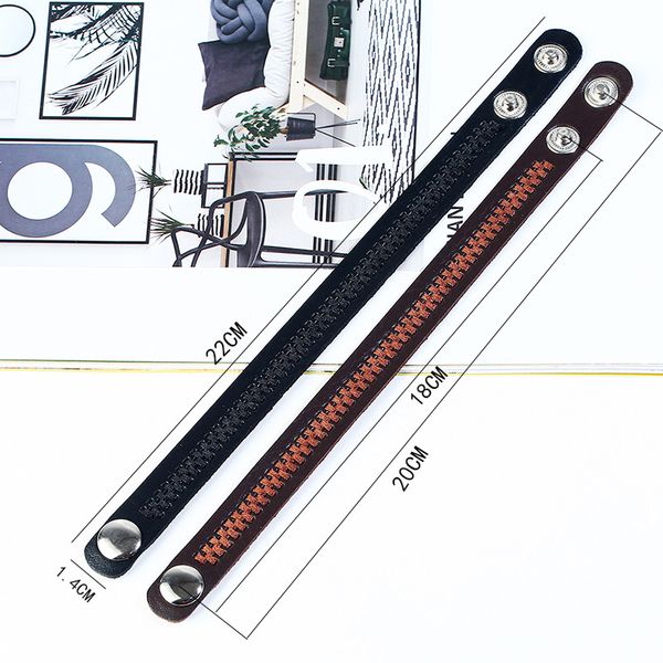 fashion men real black and brown leather link bracelet 22 cm long embroidery bracelets
fashion men real black and brown leather link bracelet 22 cm long embroidery bracelets