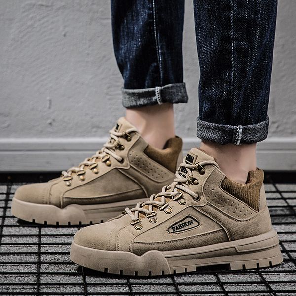 2020 new mens fashion casual lace up flock leather boots male thick bottom tooling sneaker young student boots a400, Black
2020 new mens fashion casual lace up flock leather boots male thick bottom tooling sneaker young student boots a400, Black
