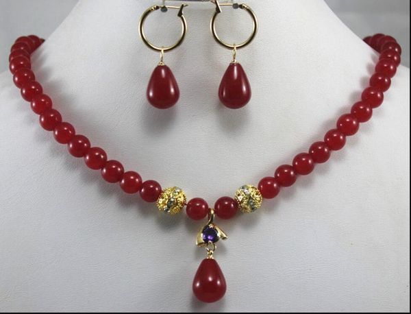 necklace new design 8mm red jade hook earring necklace pendant jewelry set natural jewelry, Silver
necklace new design 8mm red jade hook earring necklace pendant jewelry set natural jewelry, Silver
