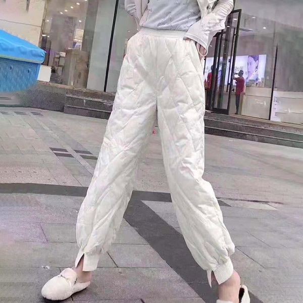 women lightweight down cotton pants trousers ladies small foot split diamond straight autumn winter fashion casual pants female, Black;white
women lightweight down cotton pants trousers ladies small foot split diamond straight autumn winter fashion casual pants female, Black;white