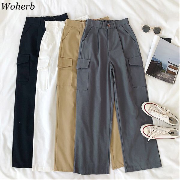woherb женские карманы брюки-карго высокая талия повседневная 2020 весна лето neu корейский slim fit женские брюки свободные прямые брюки, Black;white
woherb женские карманы брюки-карго высокая талия повседневная 2020 весна лето neu корейский slim fit женские брюки свободные прямые брюки, Black;white