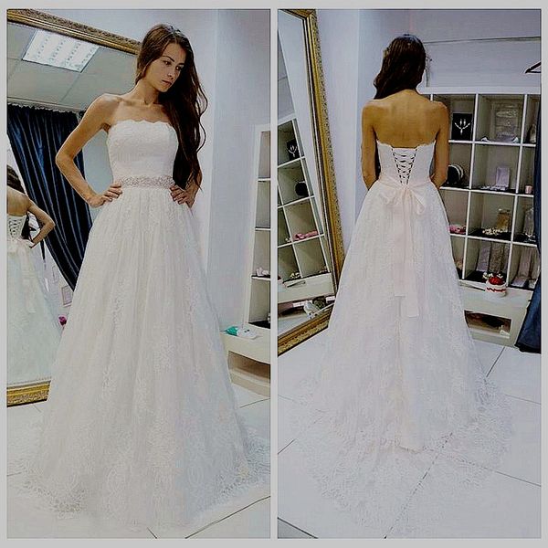classic design strapless a line wedding dress with bow and sash lace applique boho wedding dress with sweep train tulle wedding dress, White
classic design strapless a line wedding dress with bow and sash lace applique boho wedding dress with sweep train tulle wedding dress, White